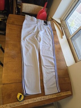 Majestic Adult Medium Baseball Pants - Pro Gray/Royal Blue - Toronto Blue Jays S